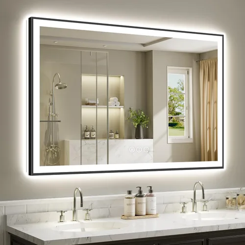 Vista 85 de Espejo de baño LED de 20 x 30 pulgadas con luces delanteras y retroiluminadas, espejo de tocador iluminado para pared de baño con 3