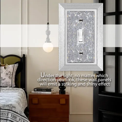 Vista 4 de Gaocai 1 pieza Placas de pared con diamantes de imitación brillantes Cubierta de interruptor de luz Placa decorativa de pared con palanca única