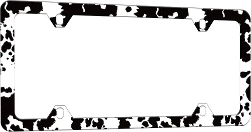 Vista 7 de Marco de matrícula con estampado de vaca en blanco y negro, marcos divertidos para placa de matrícula, patrón de animales, soporte de accesorios