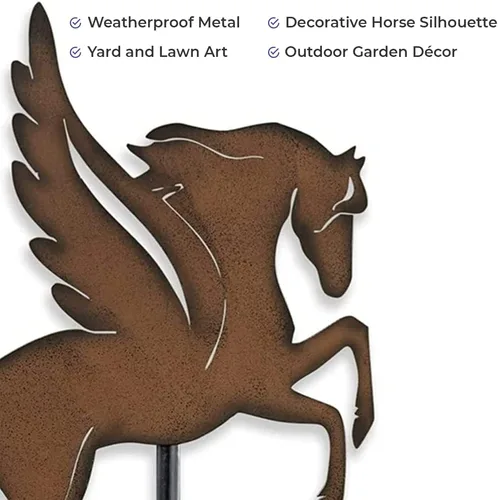 Vista 3 de SAGEFINDS Pegasus - Estaca de jardín Metal resistente a la intemperie Silueta decorativa de caballo Arte de patio y césped Decoración