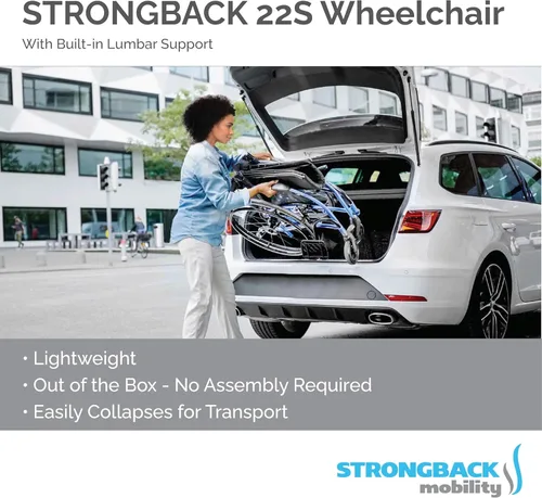Vista 4 de Silla de ruedas plegable ligera, soporte lumbar ajustable integrado, promueve una columna vertebral saludable, STRONGBACK 22S, asiento de 16