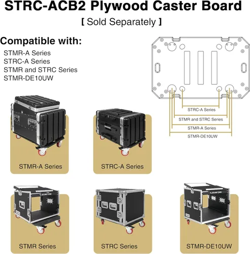 Vista 6 de Sound Town Caja de rack/bolsa de viaje ligera para DJ PA de 4U con construcción de ABS, profundidad de 48 cm y cierres resistentes (STRC-A4U)