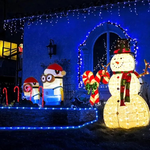 Vista 8 de Guirnalda de 100 luces LED de 33 pies, funciona con pilas, impermeable, funciona con pilas, luces de piscina al aire libre, 8 modos de luces azules