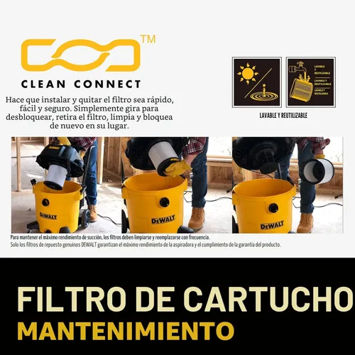 Vista 7 de DEWALT Aspiradora de Taller Húmeda y Seca STEALTHSONIC de 6 Galones, Aspiradora de Taller de 5 HP de Potencia Máxima Húmeda y Seca, Shopvac Ultra