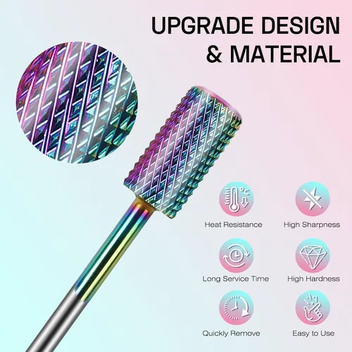 Vista 2 de Depvko Juego de 10 brocas de carburo para taladro de uñas: broca profesional para cutícula para taladro de uñas Efile con 75 bandas de lijado