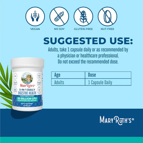 Vista 3 de Probióticos 3 en 1 de MaryRuth para la salud digestiva Prebióticos y postbióticos Suplemento de salud intestinal para mujeres y hombres 23