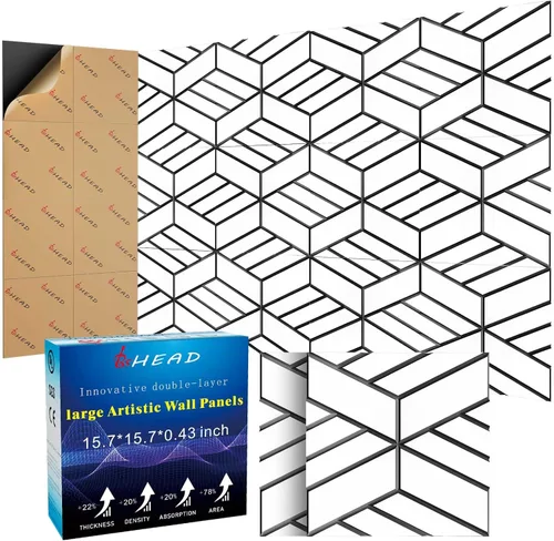 Vista 14 de Paneles Acústicos de Pared Grandes 47.2"x23.6"x1.57" Paquete de 4, Paneles de Prueba de Sonido DIY 3D con Ondas para Paredes, Paneles de Pared