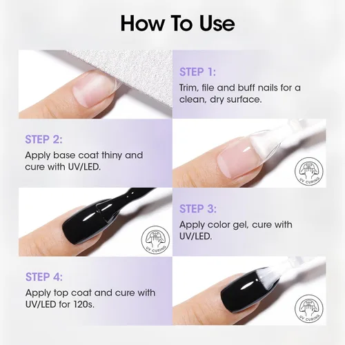 Vista 8 de GELLEN 20 ml de gel base y capa superior, capa superior brillante libre de hema y capa base para esmalte de uñas de gel, esmalte de uñas Transparente