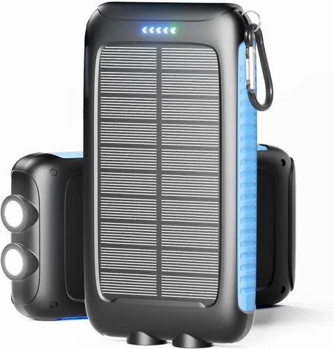 Banco de energía con cargador solar de 49800mAh portátil de carga rápida de 15W con QC3.0 USB-C y puertos USB-A duales para teléfonos celulares,