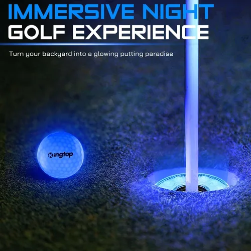 Vista 6 de KINGTOP Luz LED para hoyo de golf con lente antirreflejos - Operada a pilas, luces de taza de golf que brillan en la oscuridad, ideal para golf