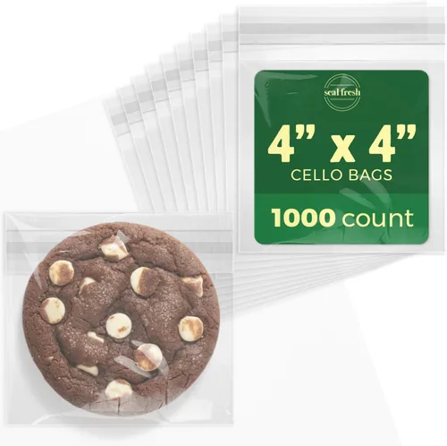 Vista 10 de Seal Fresh Bolsas de celofán autosellantes, 2 x 2 pulgadas (1000 unidades), bolsa de plástico transparente resellable para violonchelo, bolsas