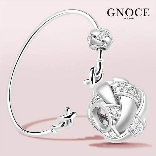 Vista 4 de GNOCE Dije de plata de ley 925 entrelazado con circonita cúbica hecha a mano para tu pulsera o collar, se adapta a todas las principales marcas