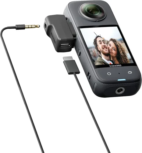 Vista 2 de CYNOVA Adaptador de micrófono externo para cámara Insta 360 X3, puertos de audio tipo C y 0.138 in compatible con cargador y grabación