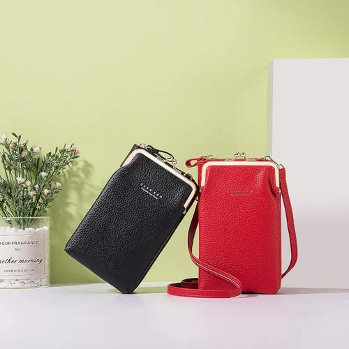 Vista 7 de Bolsa cruzada para teléfono celular, pequeña bolsa cruzada para teléfono celular, bolsa de hombro para teléfono celular, tarjetero y cartera, Negro