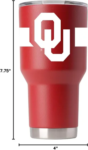 Vista 6 de Gametime Sidekicks Oklahoma - Vaso carmesí de 30 onzas, con licencia oficial, acero inoxidable 18/8, doble pared, aislado al vacío, logotipos