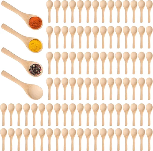 Vista 12 de Boao 24 cucharas pequeñas de madera, 3.5 pulgadas de largo, mini cucharas pequeñas de madera natural para tarros, crema de azúcar, especias de miel