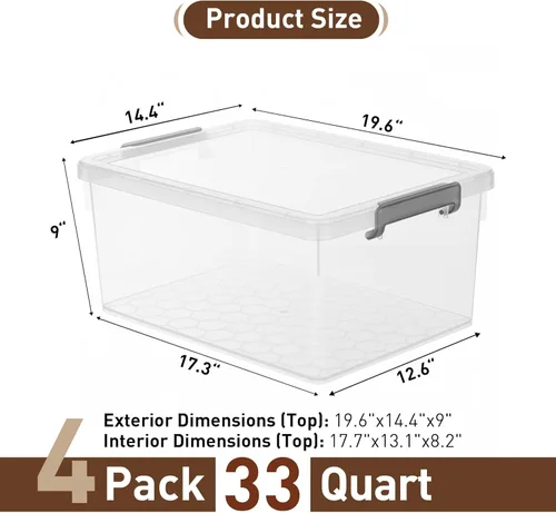 Vista 3 de Citylife Contenedores de almacenamiento de plástico de 22.2 cuartos de galón con tapas, contenedores de almacenamiento apilables grandes