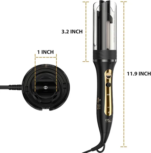 Vista 8 de Zavarea Plancha rizadora giratoria automática para cabello largo, varita rizadora de 1 pulgada para ondas de playa y rizos sueltos, rizador de pelo