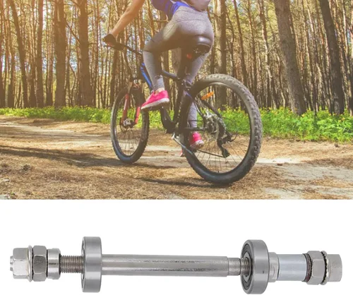 Vista 2 de OUKENS Eje de cubo de rueda de bicicleta, eje de rueda de bicicleta de metal, eje delantero y trasero, palanca de eje sólido, repuesto