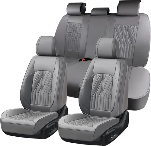 Vista 14 de Huidasource Juego completo de fundas de asiento de automóvil, funda de asiento de cuero transpirable para la mayoría de automóviles, SUV