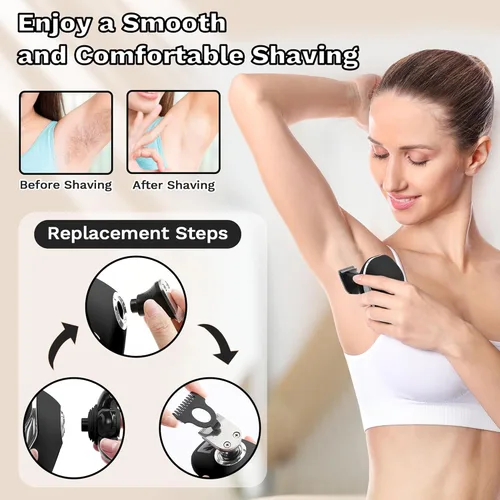 Vista 7 de Maquinillas de afeitar eléctricas para mujer, afeitadora eléctrica 7D para mujer, afeitadoras 5 en 1, recortadora de bikini húmeda/seca, afeitadora