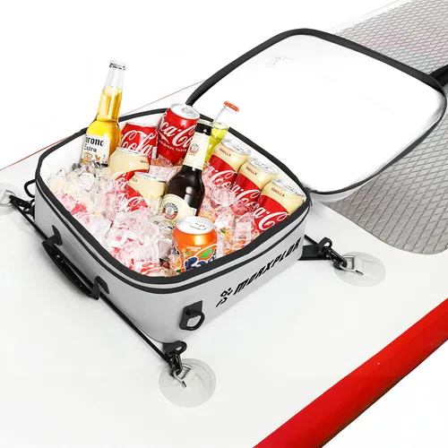Vista 13 de MORXPLOR Bolsa térmica impermeable de PVC para paddleboard, 12 latas, enfriador aislado suave para paddleboard, camping, kayak