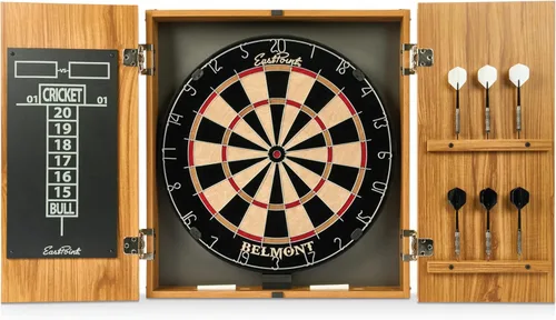 Vista 8 de EastPoint Sports Official Size Dart Board Cabinet Set- Easy-Assembly & Complete with 6 Deluxe Steel Tip Darts and Accessories -Premium Darts Set