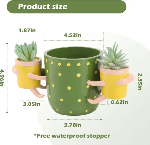 Vista 3 de Adorables macetas de interior, maceta de 4.52 pulgadas y maceta pequeña para suculentas de 1.87 pulgadas con drenaje, bonitas macetas para plantas