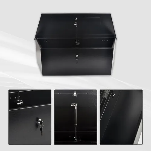 Vista 4 de Caja de Herramientas para Lengüeta de Remolque de Acero Negro de 35 Pulgadas, Caja de Herramientas Ancha para Lengüeta de Remolque de Utilidad