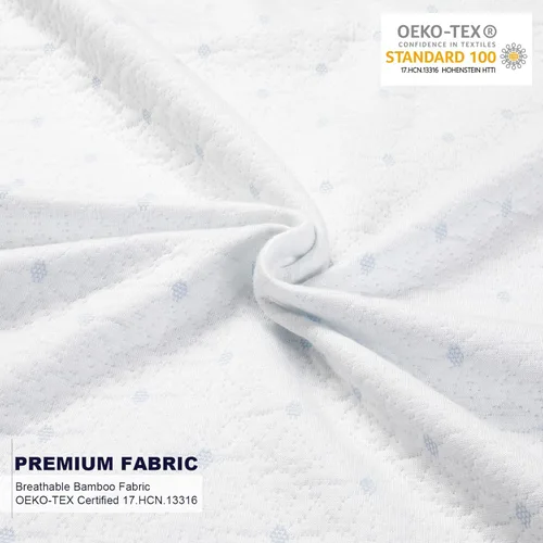 Vista 2 de Ferlizer Funda protectora de colchón individual de 2 pulgadas, certificado Oeko-Tex, funda de bambú con cremallera para cubrecolchón con correas