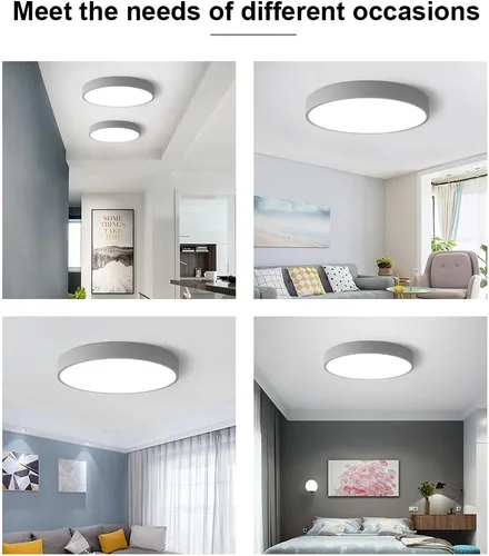 Vista 8 de Led Ceiling Lamp - Remote Control Light Fixture, Grey, 16" 24w Flush Mount, Suitable for Bedroom, Hallway, Balcony, Office, Bathroom - 3000k-6000k