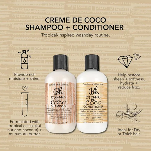 Vista 3 de Bumble and bumble. Creme De Coco Shampoo Provides Rich Moisture and Shine Reduces Frizz With Coconut Kukui Nut Murumuru Butter For Dry