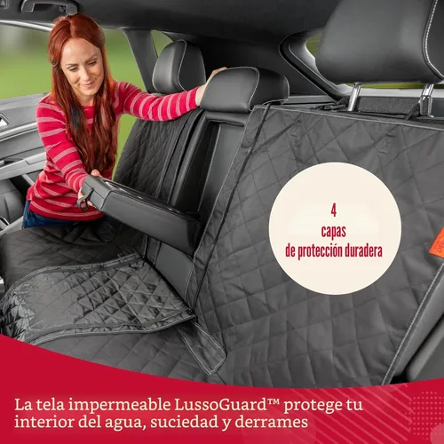 Vista 6 de Lusso Gear Funda de asiento de coche para perro, impermeable, antideslizante, protector de asiento trasero de automóvil, funda de asiento trasero