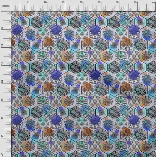Vista 4 de oneOone Cotton Flex Dark Blue Fabric Floral DIY Clothing Quilting Fabric Print Fabric by Yard 40 Inch Wide-2H
