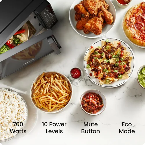 Vista 2 de Chefman Horno microondas para encimera de 0.7 pies cúbicos, 700 vatios con 10 niveles de potencia, 6 ajustes preestablecidos de cocción con cocción