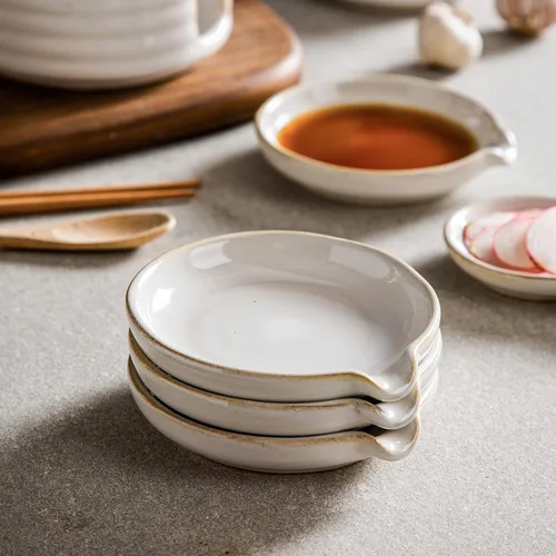 Vista 7 de Soporte de cuchara de cerámica, soporte para cucharas, platos de salsa de soja con soporte para cocina, juego de platos de salsa para el hogar