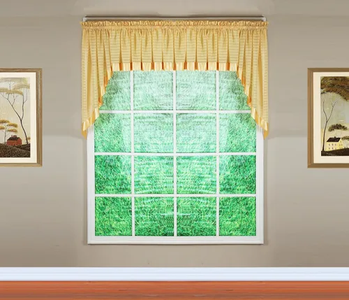 Vista 11 de Today's Curtain, Inserción de Abanico de Cortina de Rayas Silueta Translúcida, Azul, 30" x 76.2 cm de ancho x 101.6 cm de largo