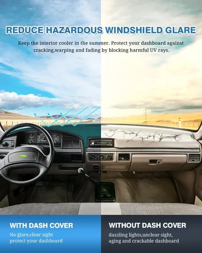 Vista 184 de FIILINES - Cubierta para tablero, accesorio para tablero de malla antideslizante, parasol sin reflejos y protector compatible con Toyota Tundra