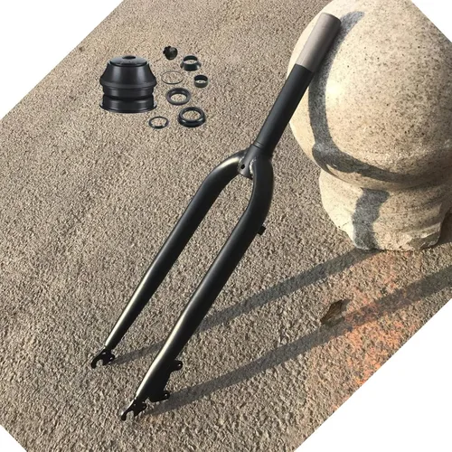 26 inch Bicycle Fork 1-1/8" Threadless Rigid Fork for MTB Road Cruiser Bike, Disc Brake (Black)