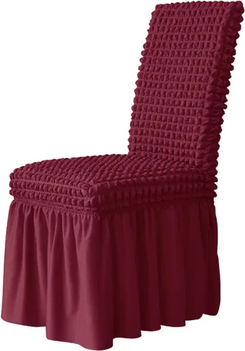 Vista 8 de Elastic Dining Chair Cover With Skirt, Polyester Spandex Furniture Protector, Removable And Washable, Universal(Beige,2 PCS)