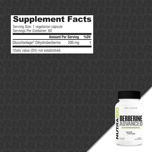 Vista 2 de NutraBio Suplemento avanzado de berberina (dihidroberberina), 200 mg – Proporciona apoyo de tolerancia de carbohidratos de absorción avanzada, 60
