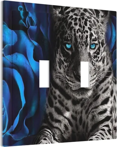 Vista 24 de Bear Moose Lodge Woodland - Placa de interruptor de luz dúplex individual de 1 banda, cubierta de salida decorativa de pared, placa frontal