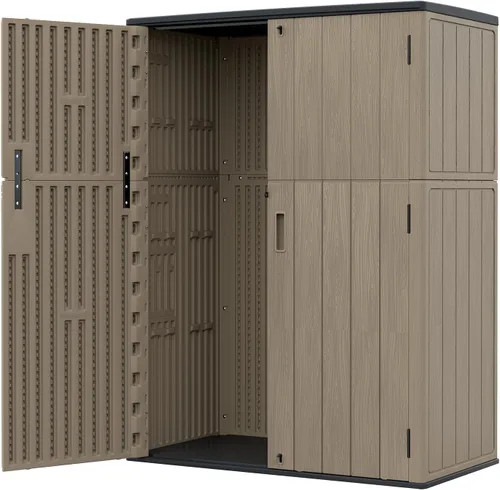 HOMSPARK Cobertizo de almacenamiento exterior resistente a la intemperie de 47 pies cúbicos, multifuncional | Cobertizos de almacenamiento de resina