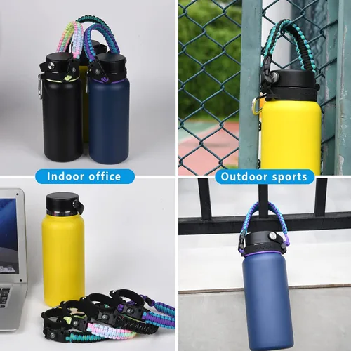 Vista 6 de 2.0 Paracord Handle Compatible with Hydro Flask 2.0 Wide Mouth Water Bottle 12 oz 16 oz 18 oz 20 oz 32 oz 40 oz 64 oz，Perfect for Daily Walking