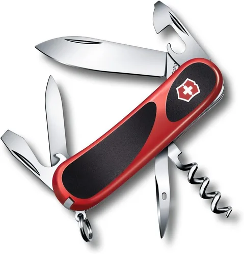 Victorinox Evolution 10 Grip Swiss Army - Navaja de bolsillo con 13 funciones ergonómicas, hecha en Suiza, con hoja grande, escariador y lima para