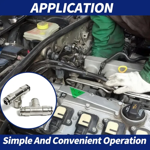 Vista 6 de Latón 1/4" Tubo OD Tee de Unión de 3 Vías Accesorios de Aire Empujar para Conectar Accesorio de Tubo Conector Neumático Rápido Accesorios de Bloqueo