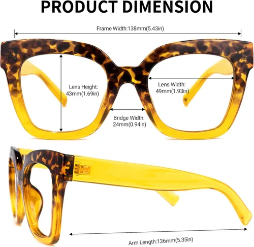 Vista 3 de Zeelool Gafas rectangulares de moda con bloqueo de luz azul para mujer, TR90, Malcolm VFT0269 (VFT0269-09 Tortoise, lente transparente sin receta)