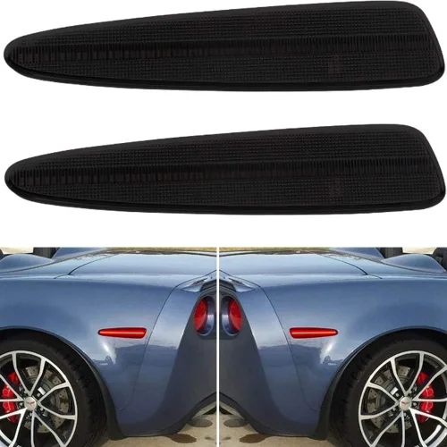 Vista 12 de NJSBYL 4 piezas de lentes transparentes ámbar/rojas delanteras traseras LED Kits de luces laterales para Chevy Corvette C6 2005 2006 2007 2008 2009