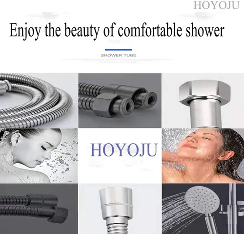 Vista 8 de Manguera de ducha de mano de 59 pulgadas, cable de acero inoxidable de grado comercial con tuerca de 1/2 IPS inserto de latón macizo, manguera