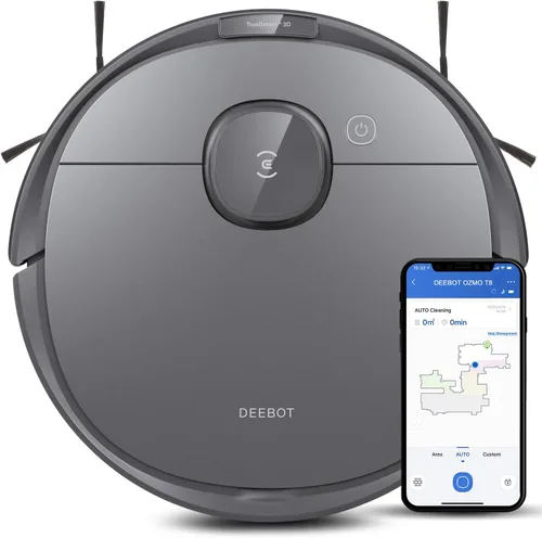 ECOVACS Deebot T8 Robot Aspirador y Fregasuelos, con navegación láser precisa, mapeo multipiso, evasión inteligente de objetos, limpieza totalmente